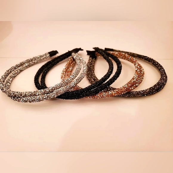 SILVER Double strand Headbands with sparkles - Picture 3 of 4